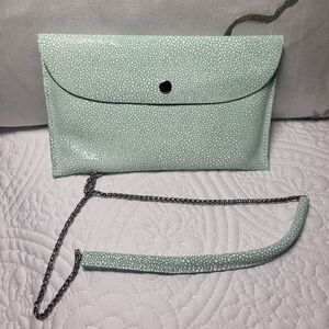 Leather Mint Green Clutch Bag NWT